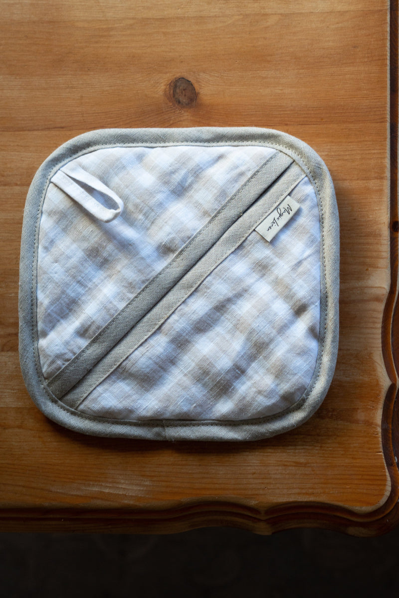 Linen Potholder - Natural Gingham