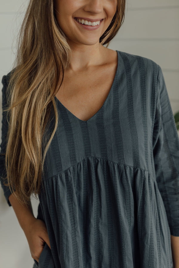 Versailles Dress - Dusty Navy
