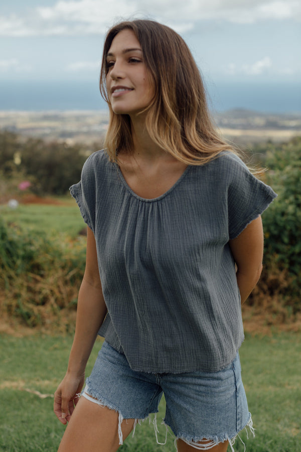 Cottonwood Blouse - Dusty Blue