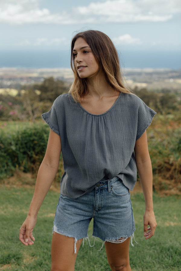Cottonwood Blouse - Dusty Blue