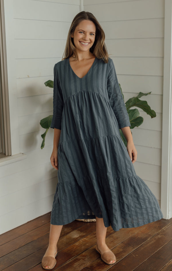 Versailles Dress - Dusty Navy
