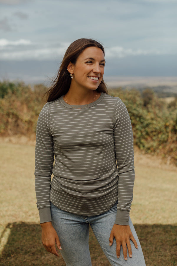 Stayton Top - Striped Olive
