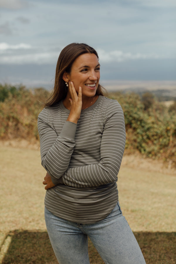 Stayton Top - Striped Olive