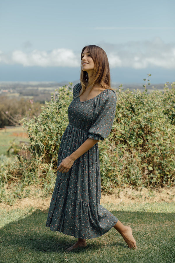 Everett Dress - Teal Floral