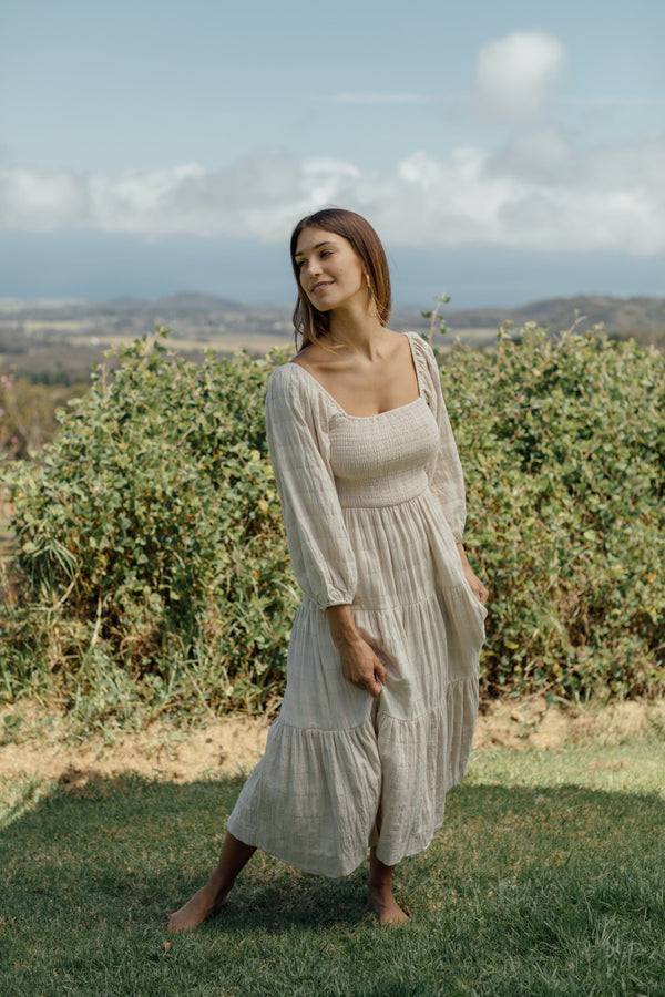 Vermont Dress - Beige Gingham