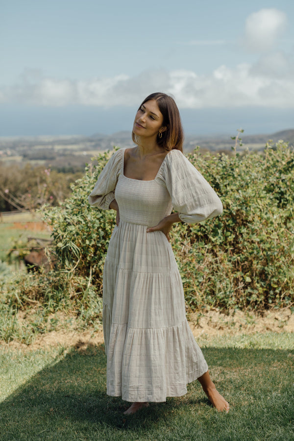Vermont Dress - Beige Gingham