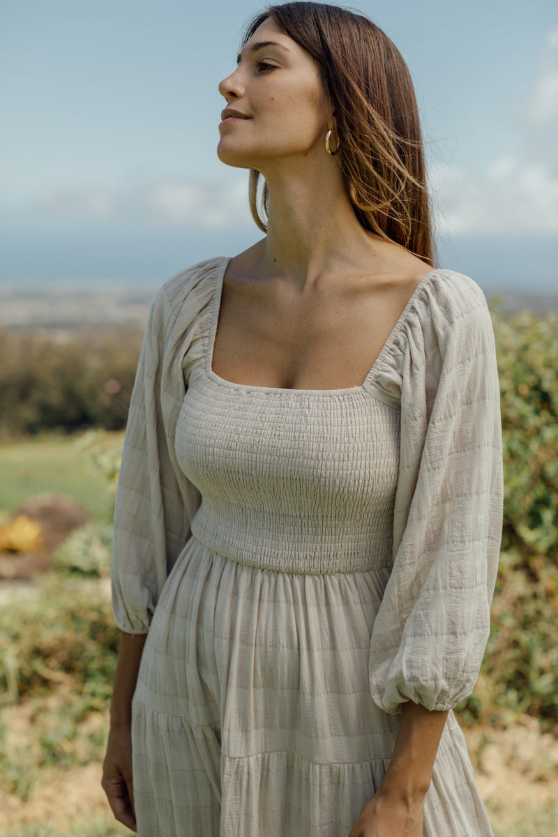 Vermont Dress - Beige Gingham