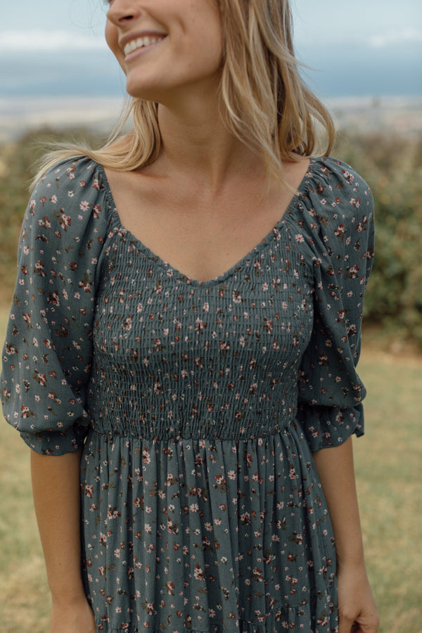 Everett Dress - Teal Floral