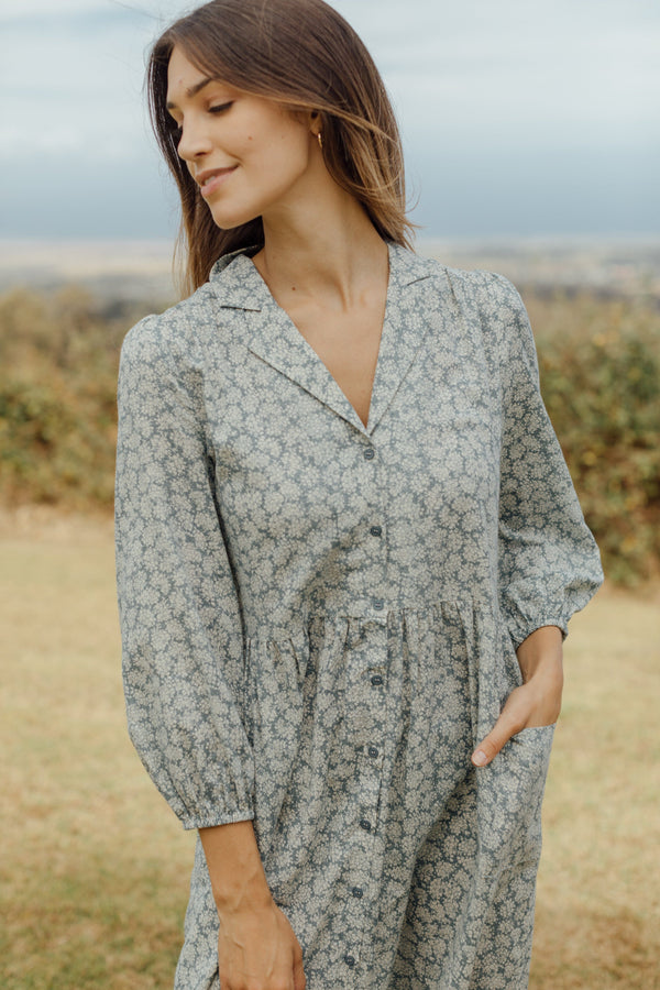 Anniston Dress - Dusty Blue