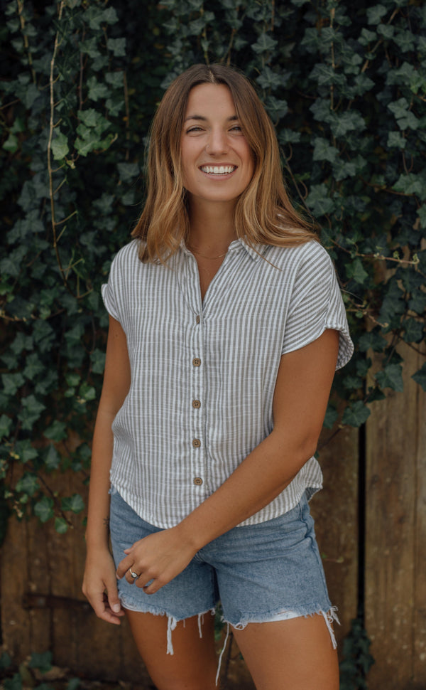 Quincy Button Down - Sage
