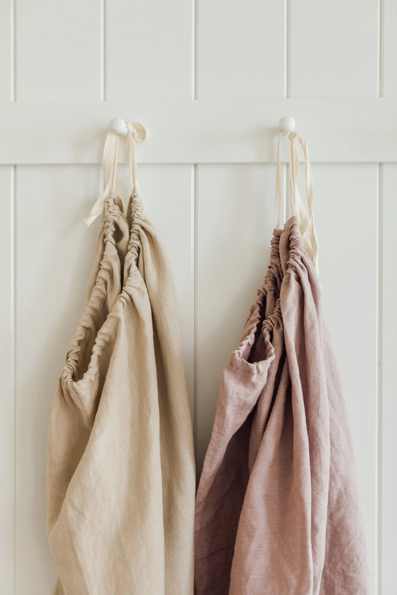 Linen Laundry Bag - Rose
