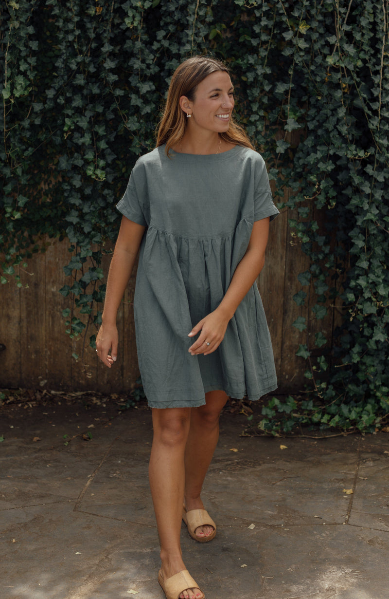Hailey Dress - Dusty Teal