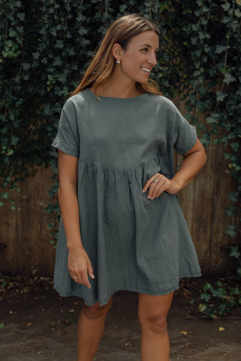Hailey Dress - Dusty Teal