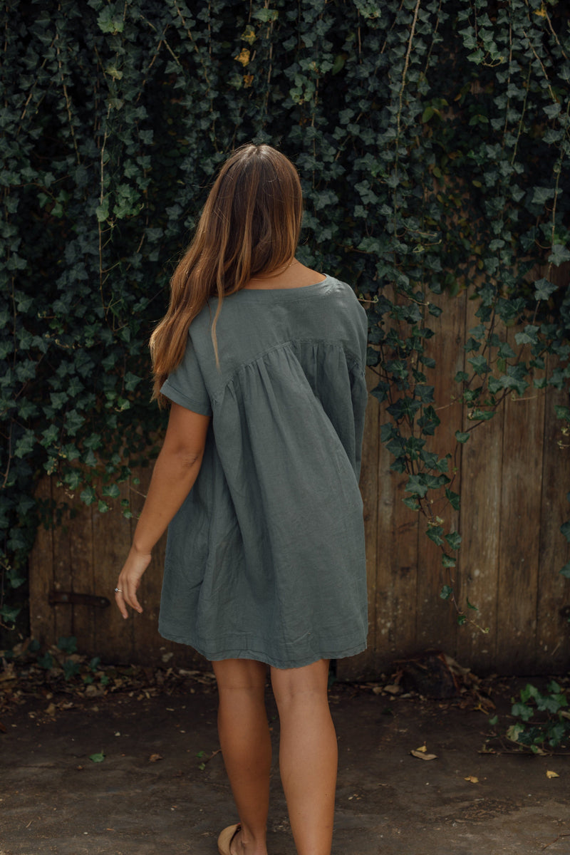 Hailey Dress - Dusty Teal