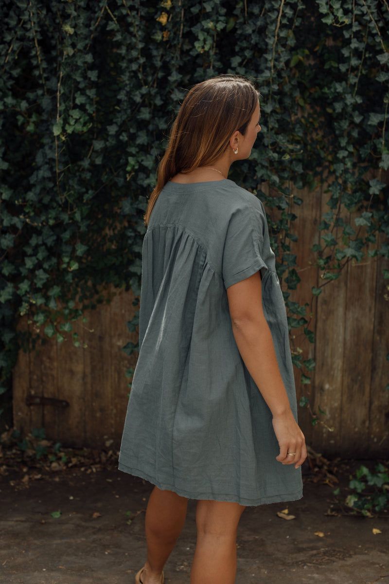 Hailey Dress - Dusty Teal