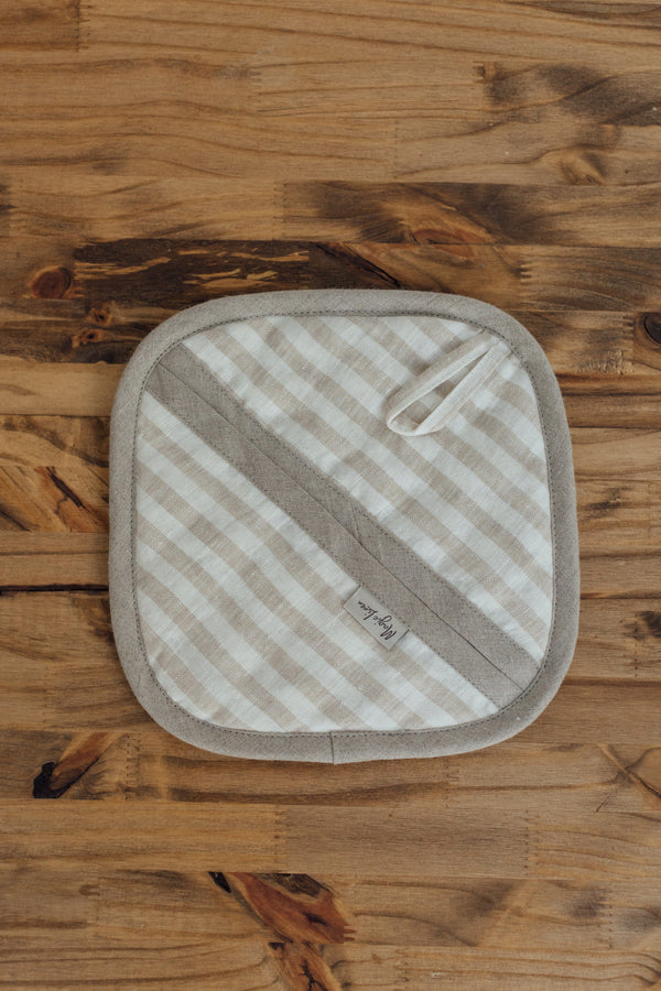 Linen Potholder - Striped Natural