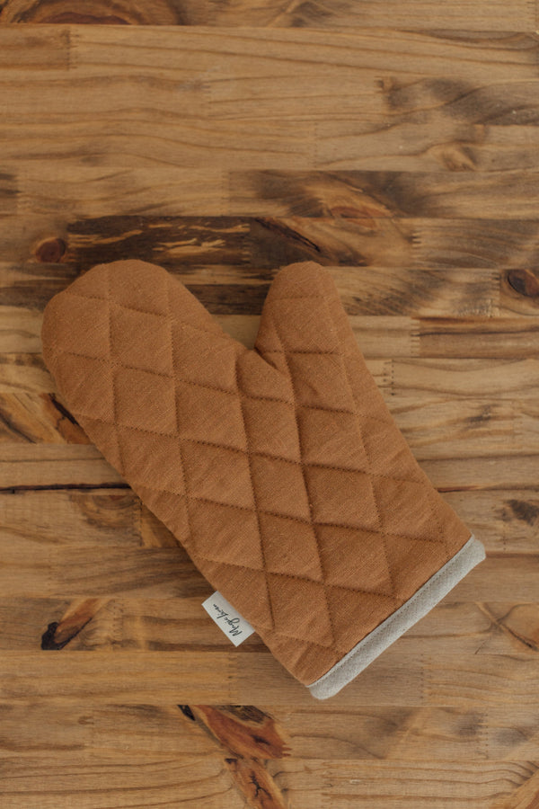 Linen Oven Mitt - Cinnamon