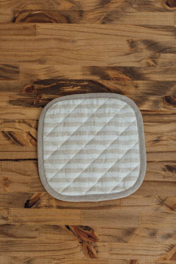 Linen Potholder - Striped Natural